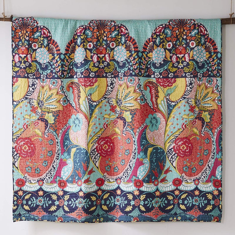 Levtex Home - Jules Quilt Set - Full/Queen Quilt (88x92in.) + Two Standard Pillow Shams (26x20in.) - Bohemian - Teal, Orange, Yellow, Green, Blue, Red, Navy - Reversible - Cotton Fabric - Image 5